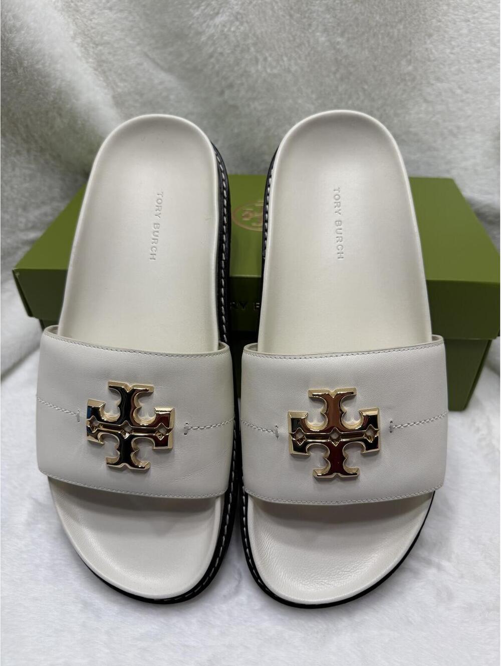 NEW TORY BURCH NAPPA LEATHER EVERLY ANATOMIC LUG SANDALS WOMEN'S SIZE 8.5